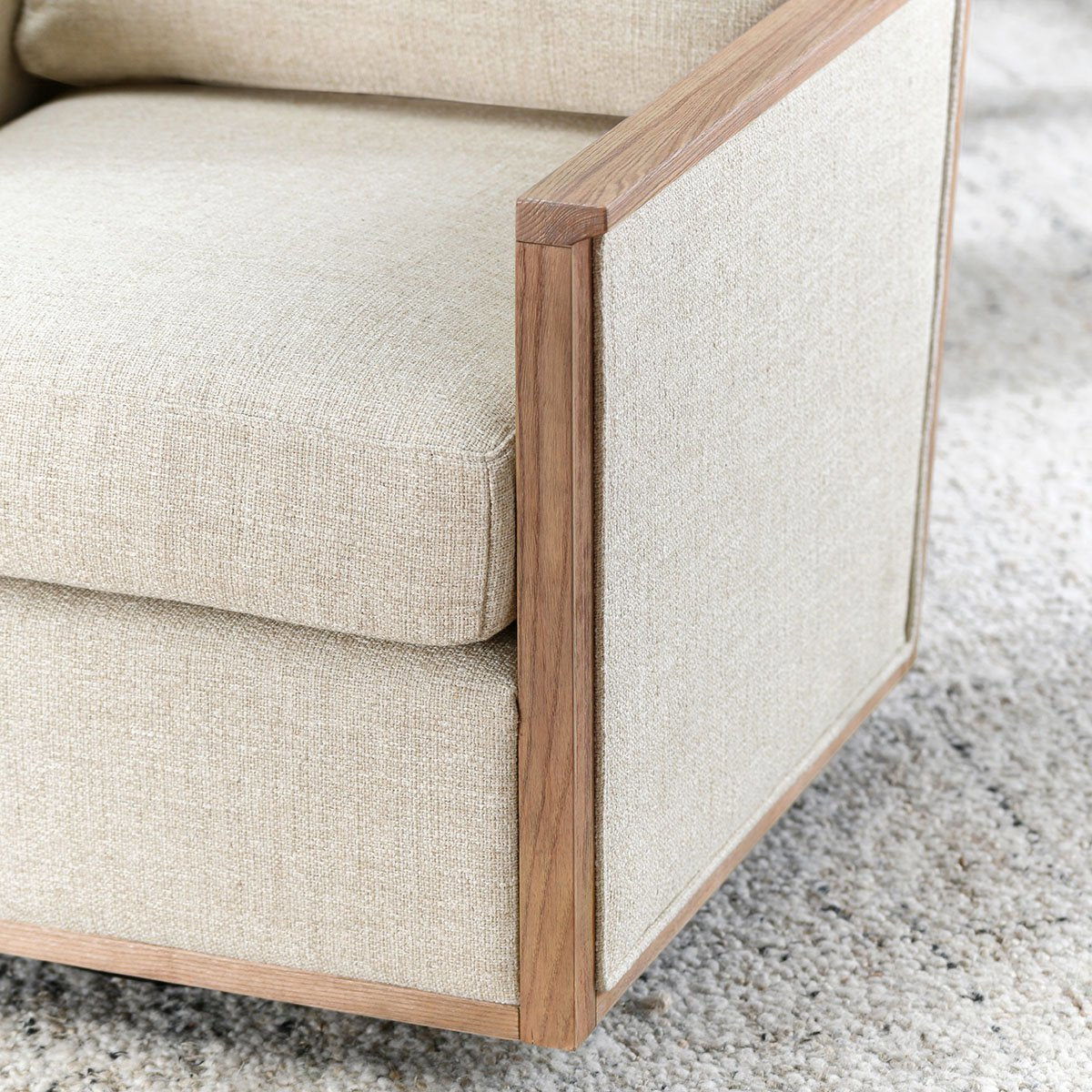 Norman - Swivel Accent Chair, alternate view 2 with wood construction