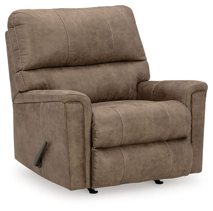 Navi - 3 Pc. - Sofa, Loveseat, Rocker Recliner - Fossil, alternate view 2 with faux leather
