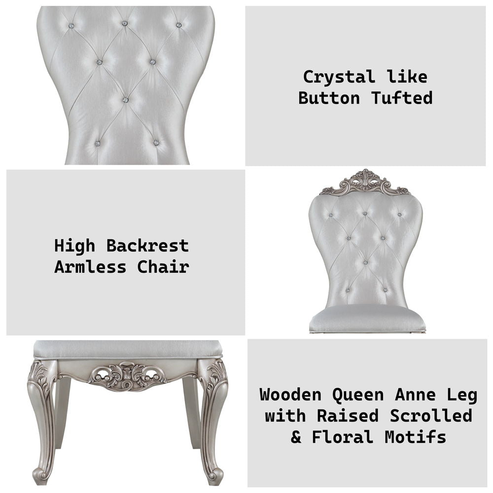 Gorsedd - Side Chair (Set of 2) - Cream Fabric & Golden Ivory, alternate view 3 with wood construction