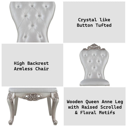 Gorsedd - Side Chair (Set of 2) - Cream Fabric & Golden Ivory, alternate view 3 with wood construction