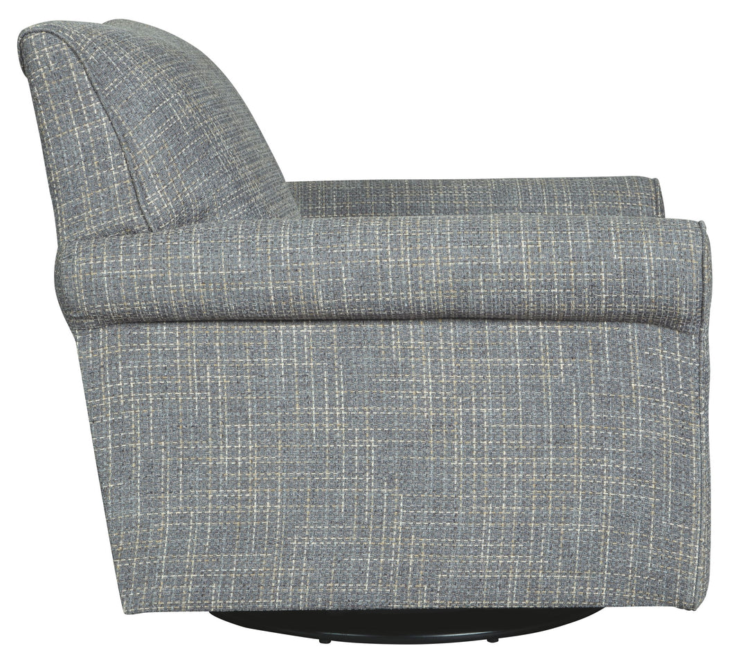 Renley - Swivel Glider Accent Chair - Ash, alternate view 2 with polyester fabric