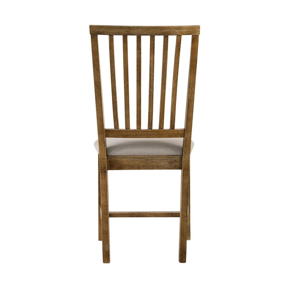 Wallace II - Side Chair (Set of 2) - Tan Linen & Weathered Oak, alternate view 3 with wood construction