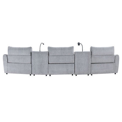 Fullar - RAF Modular Power Motion Recliner - Light Gary Chenille