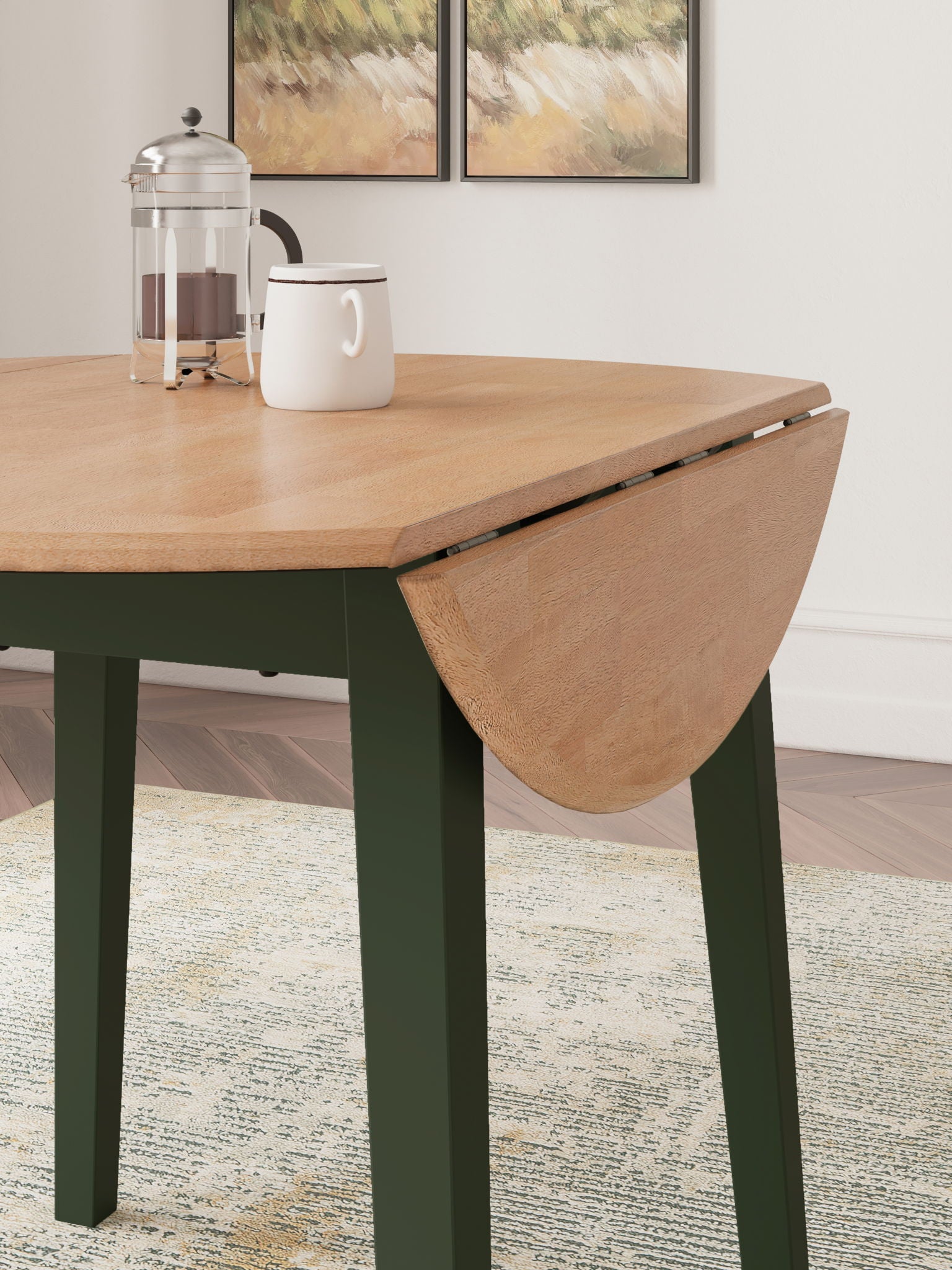 Gesthaven - Round Dining Room Drop Leaf Table, alternate view 13 with wood construction