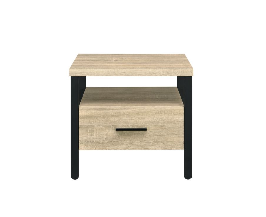 Yawan - Accent Table - Oak & Black, alternate view 2 with wood construction