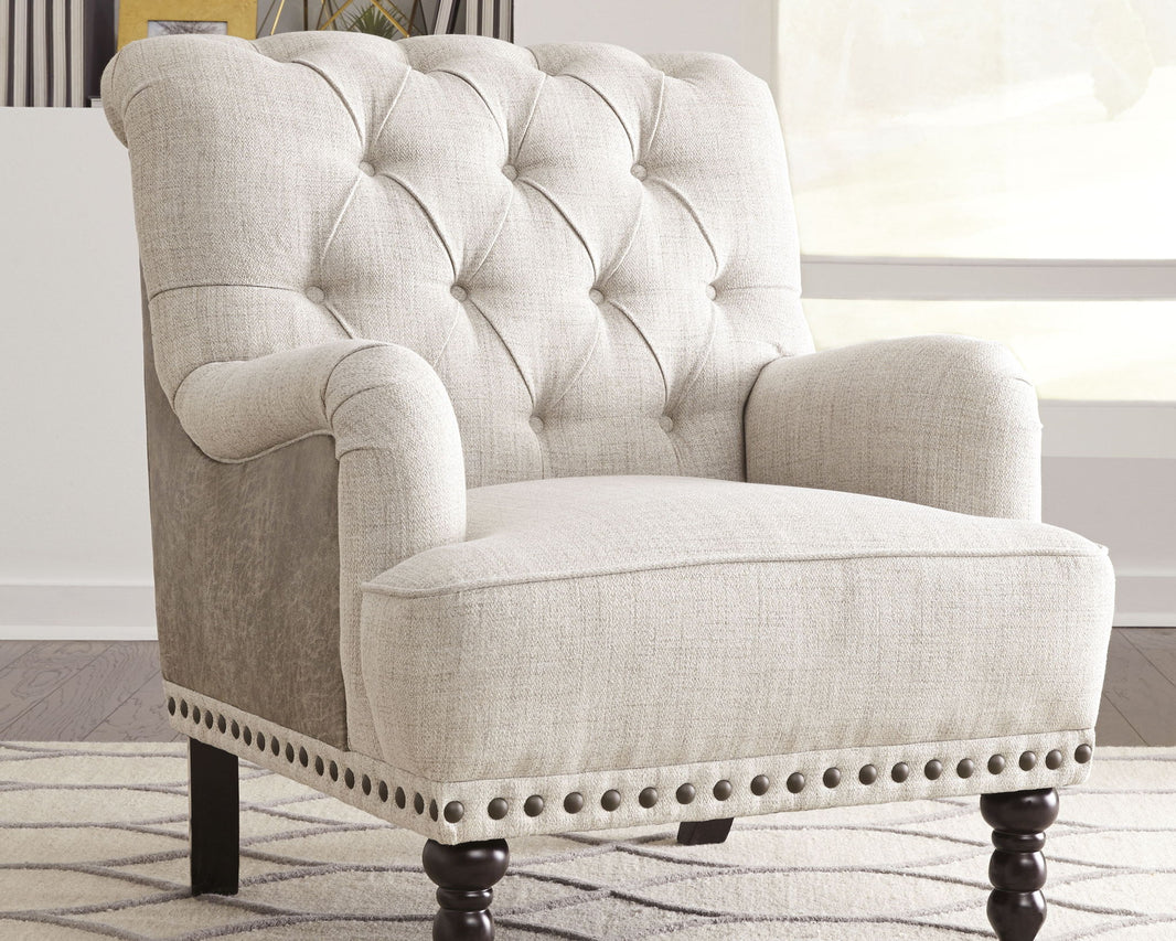 Tartonelle - Accent Chair - Ivory / Taupe, alternate view 2 with faux leather