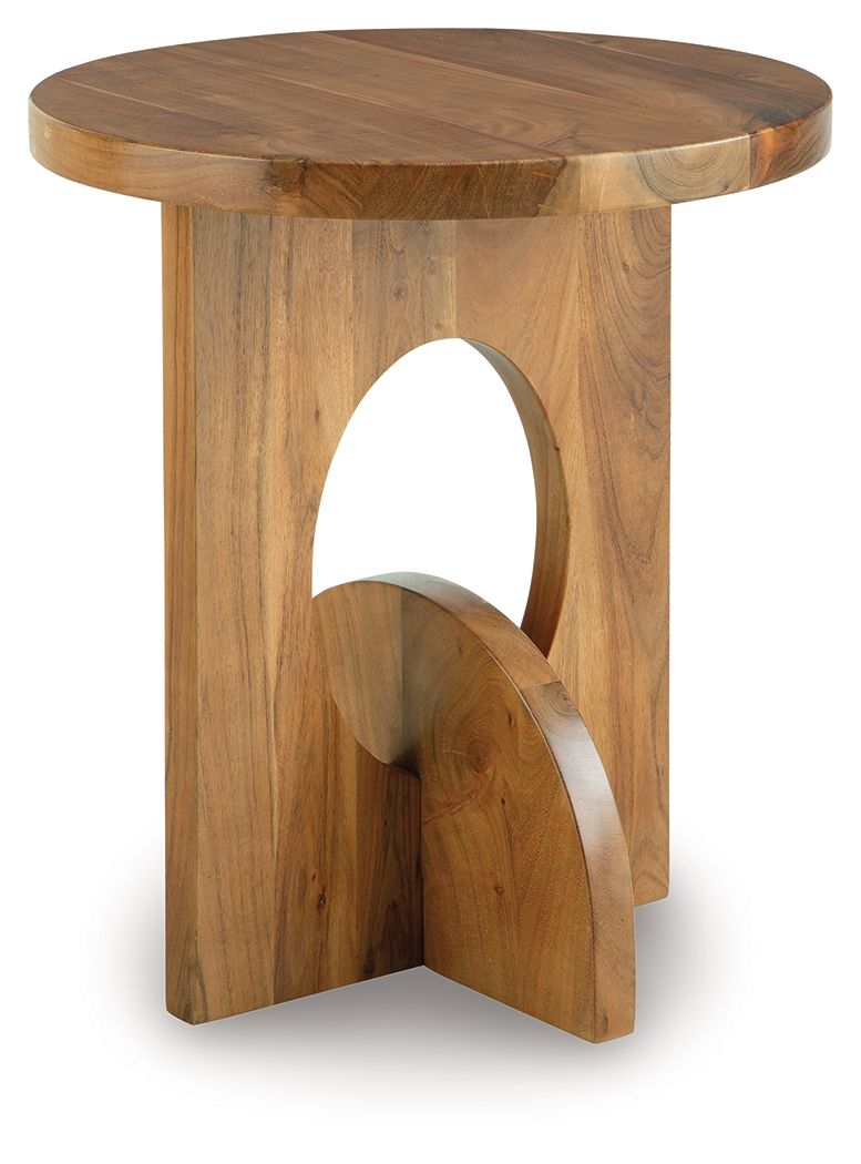 Hollbourne - Accent Table - Brown, product view with wood construction