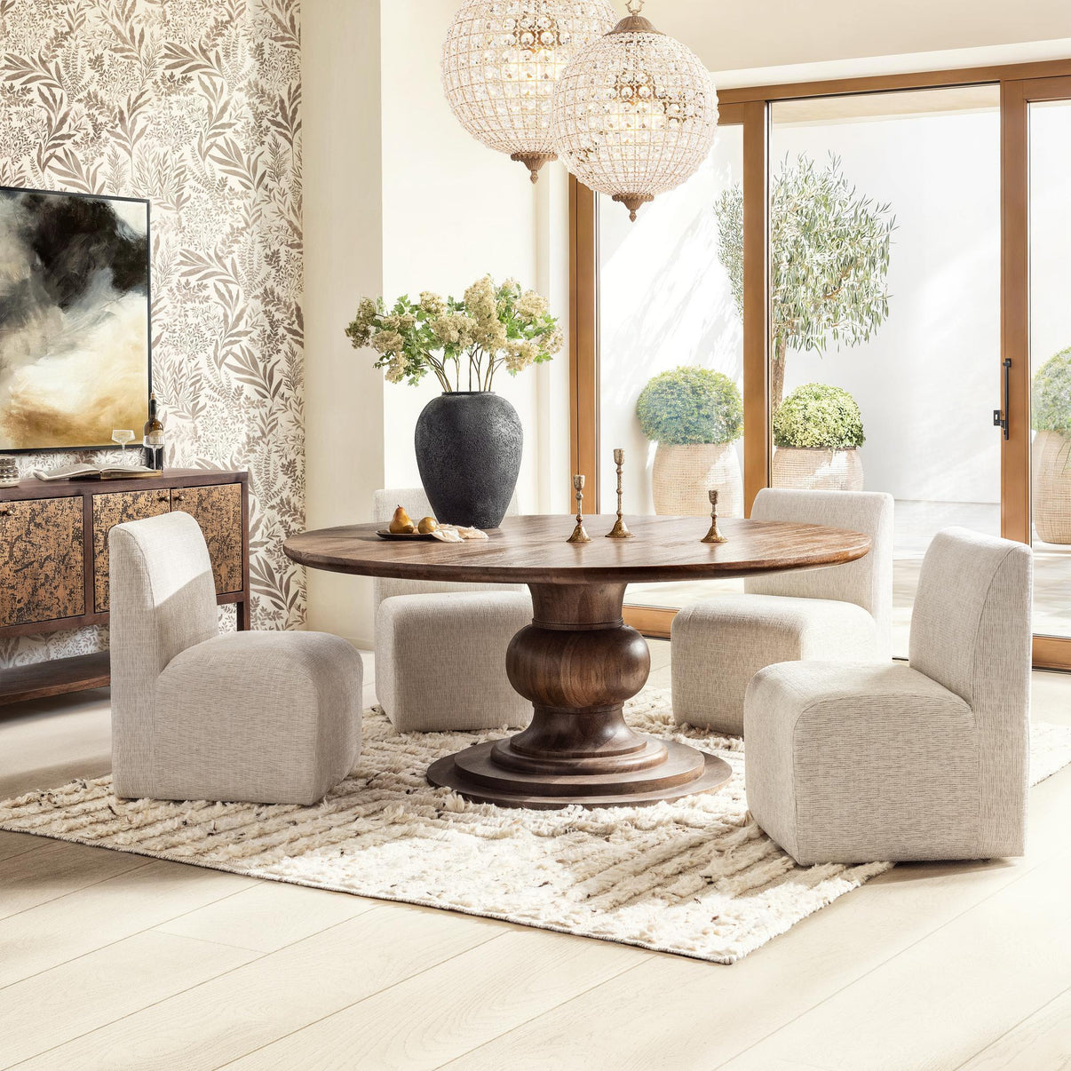 Hera - Round Dining Table, alternate view 9 with wood construction