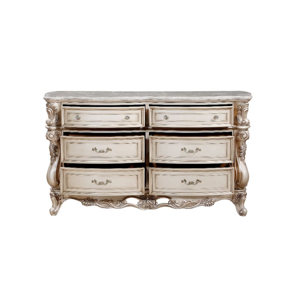 Gorsedd - Dresser With Marble Top - Marble Top & Golden Ivory, alternate view 2 with engineered wood