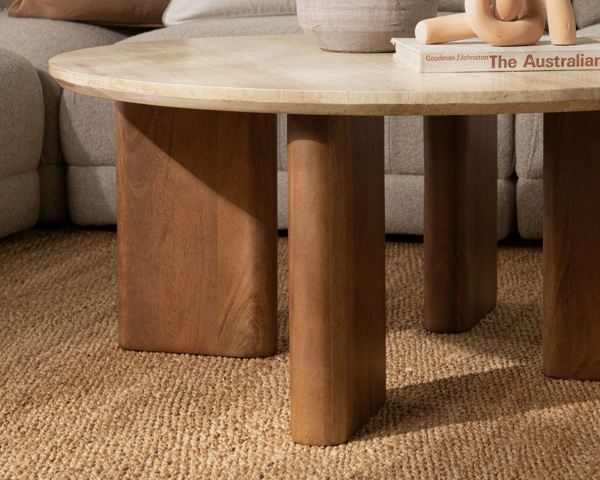 Idella - Travertine Round Table, alternate view 5