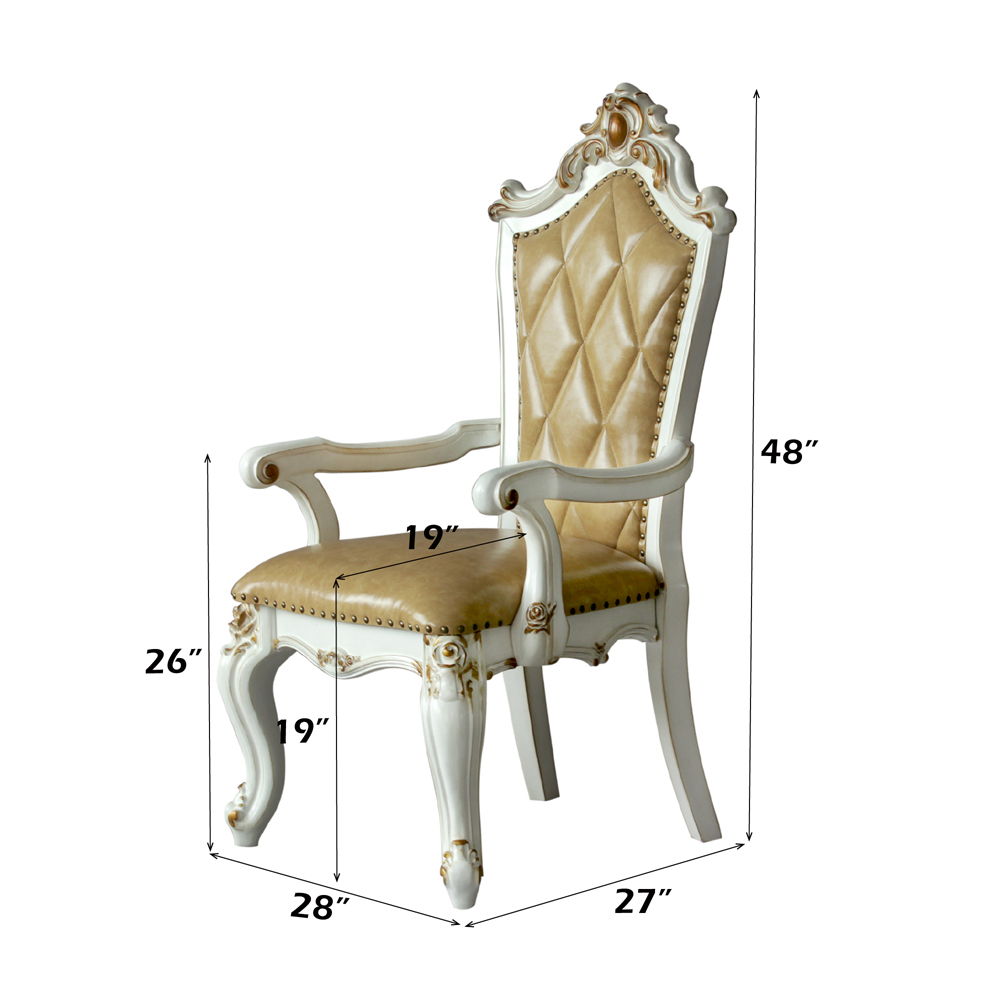 Picardy - Arm Chair (Set of 2) - Butterscotch Synthetic Leather & Antique Pearl, alternate view 2 with faux leather
