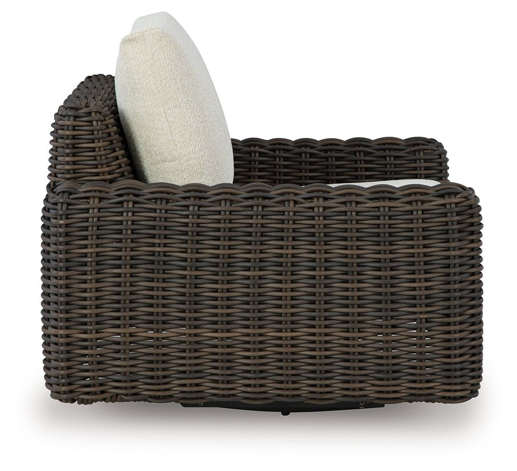 Kimora - Swivel Glider Lounge With Cushion - Beige / Dark Brown