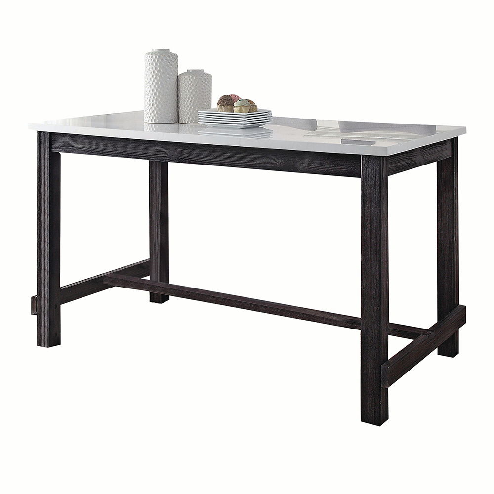 Yelena - Counter Height Table With Marble Top - Marble Top & Weathered Espresso, product view with wood construction