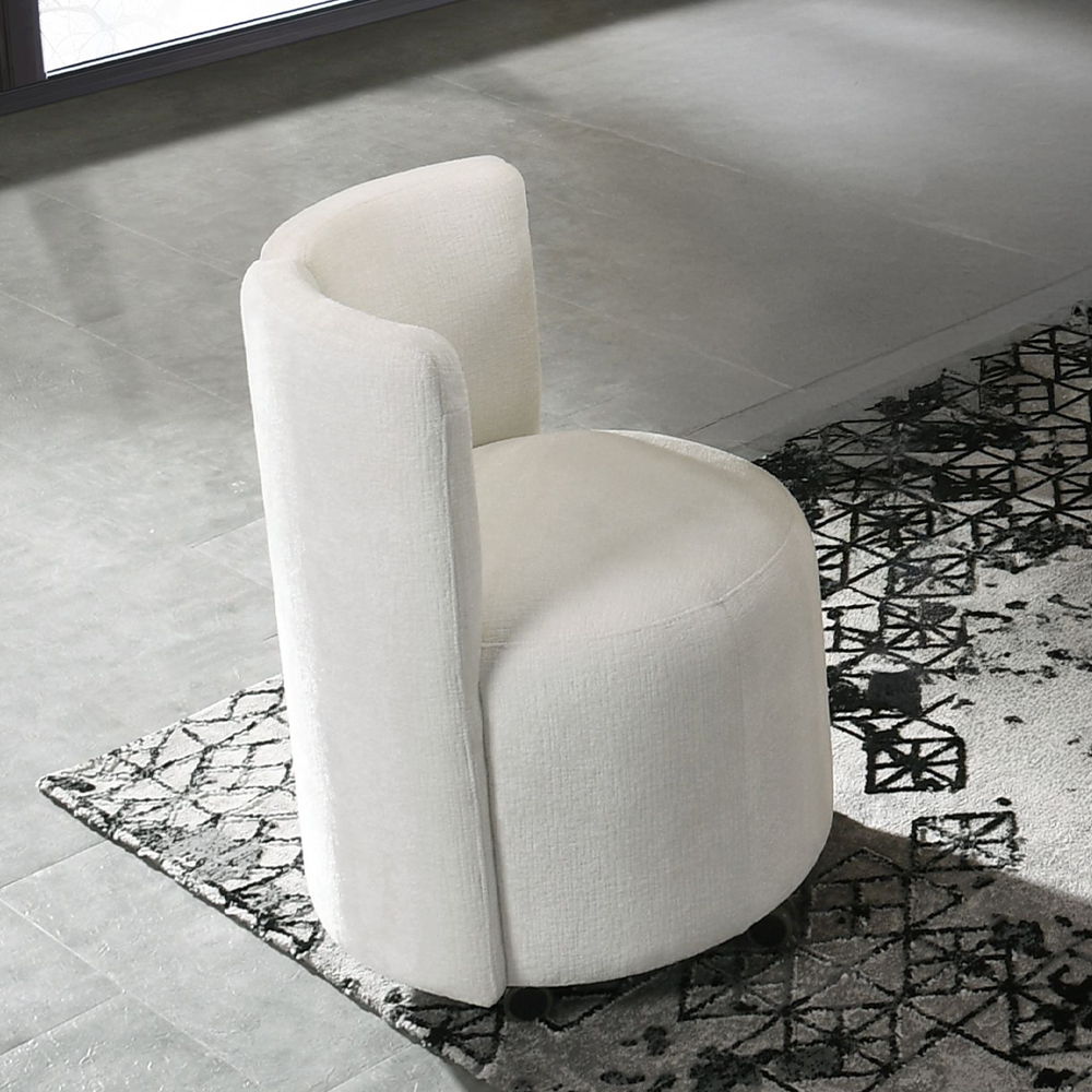 Blayde - Side Chair With Swivel (Set of 2) - White Chenille Fabric, alternate view 3 with wood construction