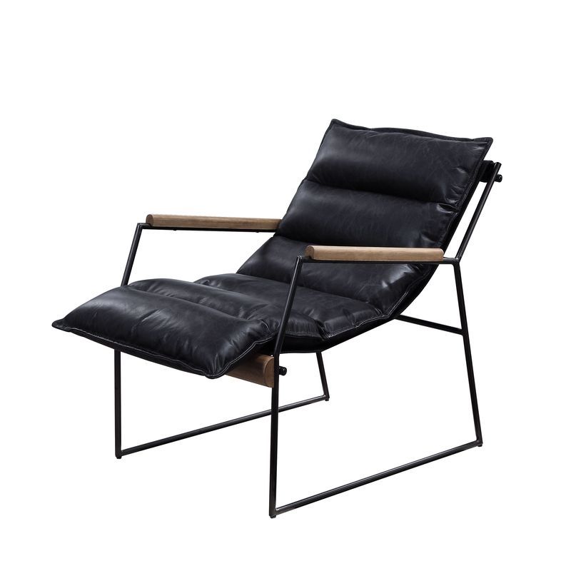 Luberzo - Accent Chair - Distress Espresso Top Grain Leather & Matt Iron, alternate view 2 with cotton fabric