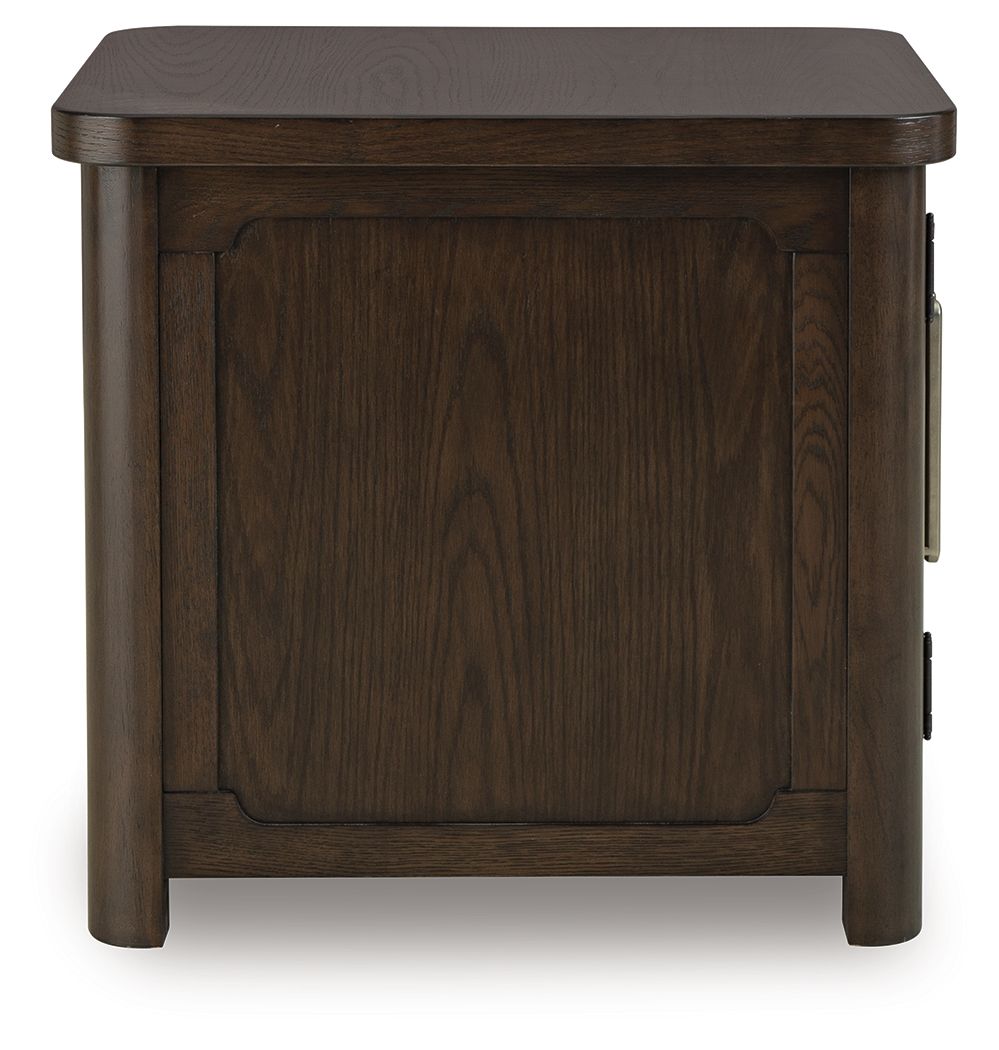 Breckington - Rectangular 2-door End Table - Dark Brown, alternate view 5 with wood construction