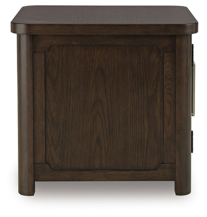 Breckington - Rectangular 2-door End Table - Dark Brown, alternate view 5 with wood construction