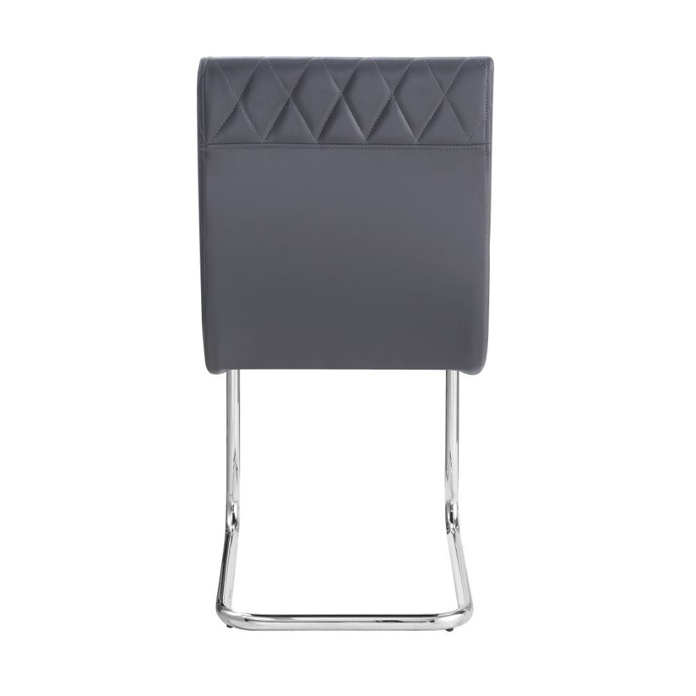 Ansonia - Side Chair (Set of 2) - Gray Synthetic Leather & Chrome, alternate view 2 with wood construction
