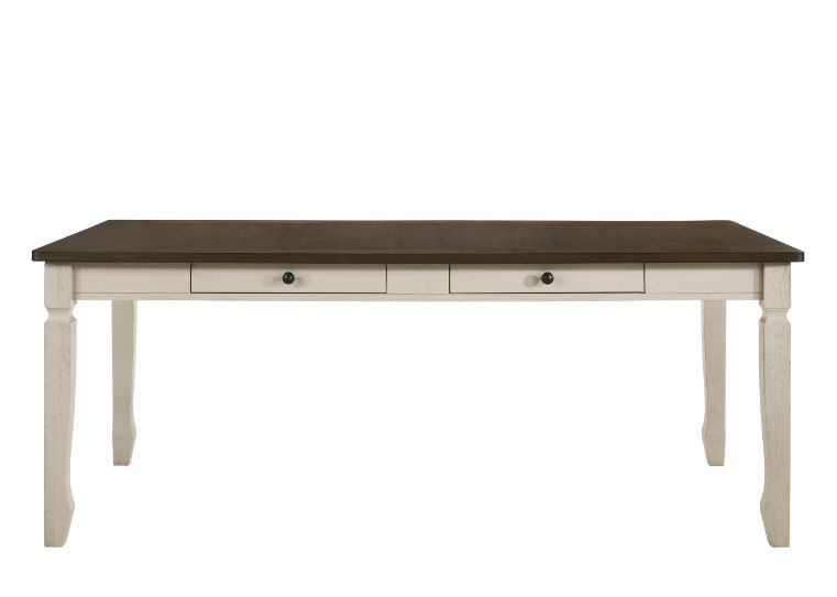 Fedele - Dining Table - Weathered Oak & Cream, alternate view 2 with wood construction