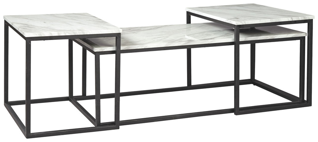 Donnesta - Occasional Table Set (Set of 3) - Gray / Black, product view with engineered wood