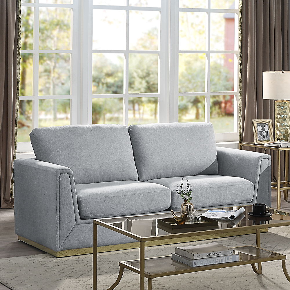 Valin - Sofa - Gray Linen, alternate view 2 with metal