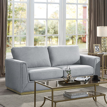 Valin - Sofa - Gray Linen, alternate view 2 with metal