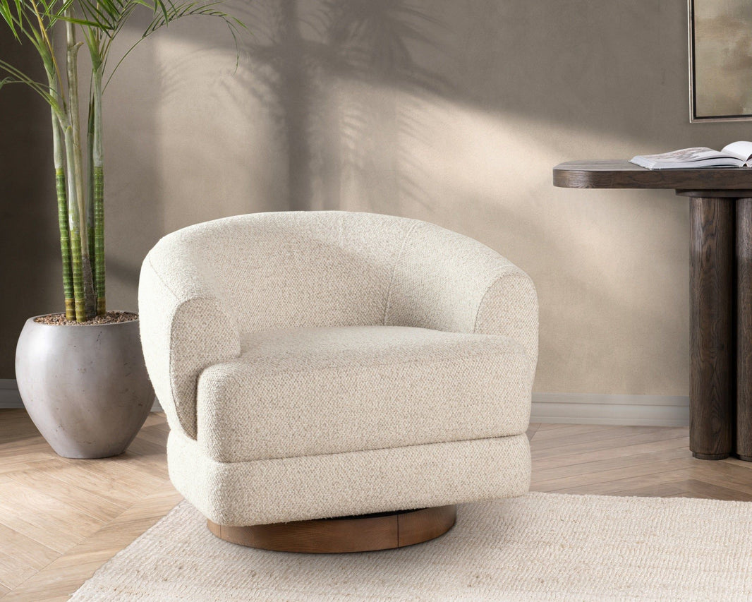 Chassia - Swivel Accent Chair - Dusty Beige, alternate view 2 with polyester fabric