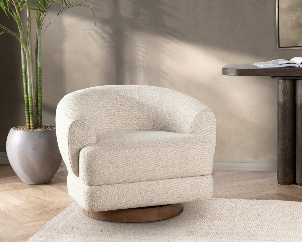 Chassia - Swivel Accent Chair - Dusty Beige, alternate view 2 with polyester fabric