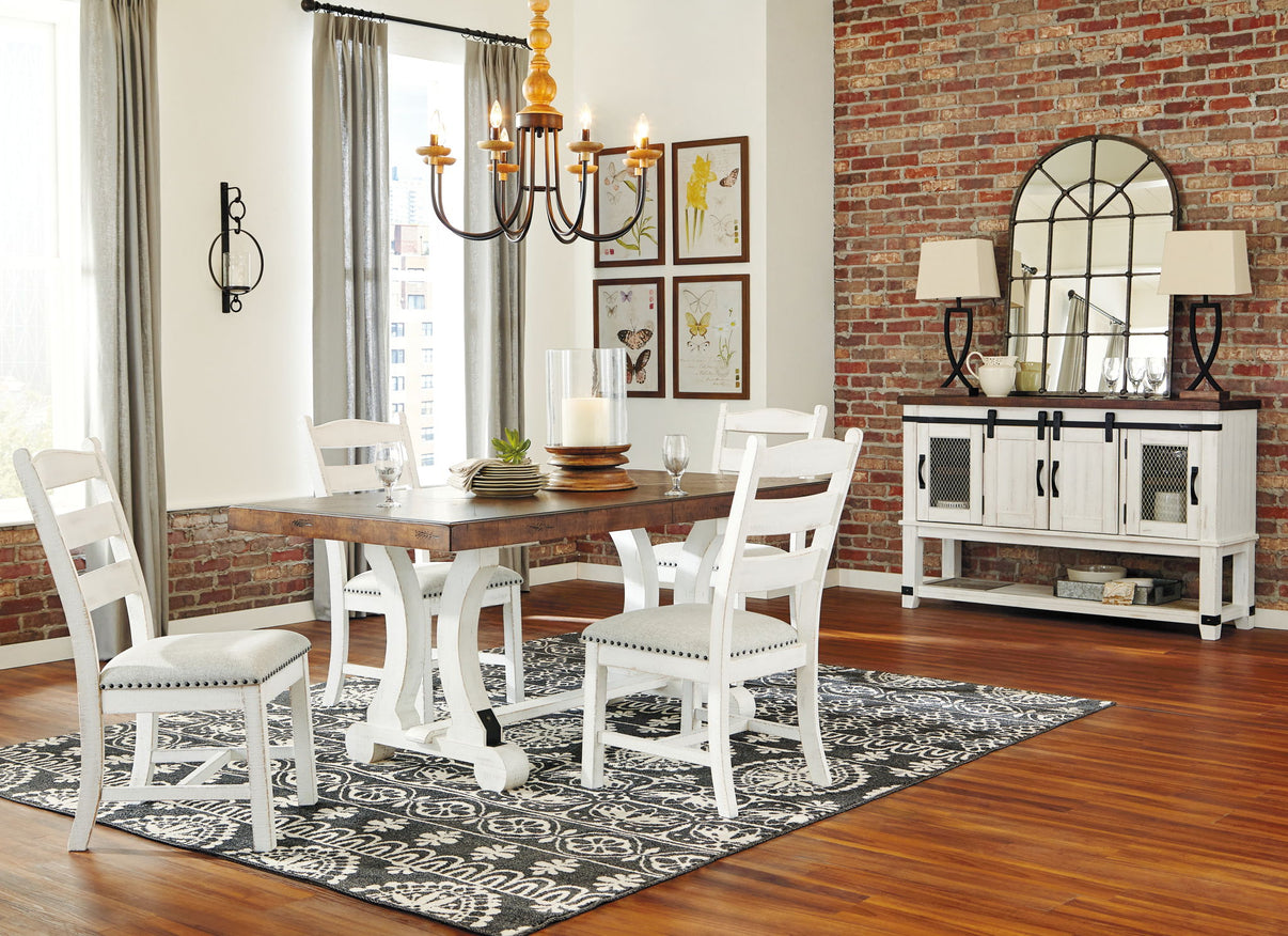 Valebeck - Rectangular Dining Room Table - White / Brown, alternate view 2 with engineered wood