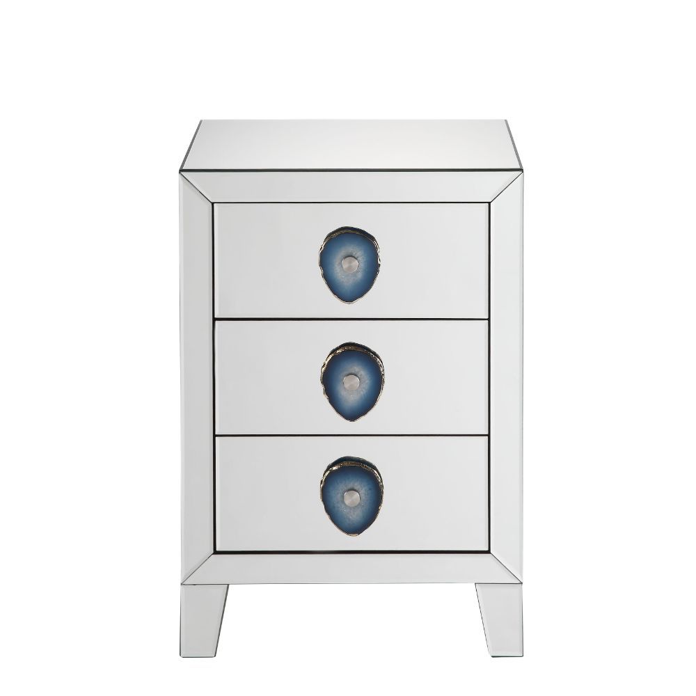 Filip - Accent Table - Mirrored & Faux Agate, alternate view 3 with wood construction