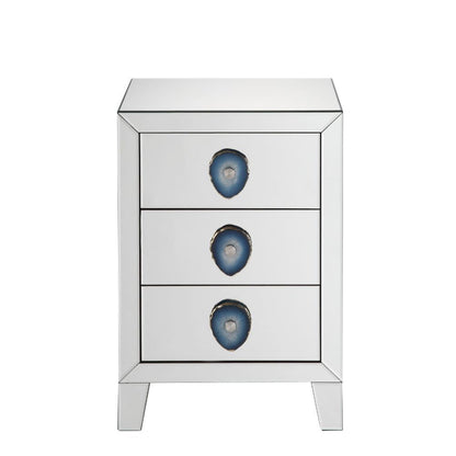 Filip - Accent Table - Mirrored & Faux Agate, alternate view 3 with wood construction