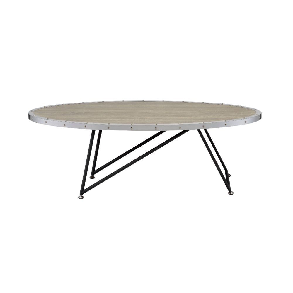 Allis - Coffee Table - Weathered Gray Oak & Metal, alternate view 2 with wood construction