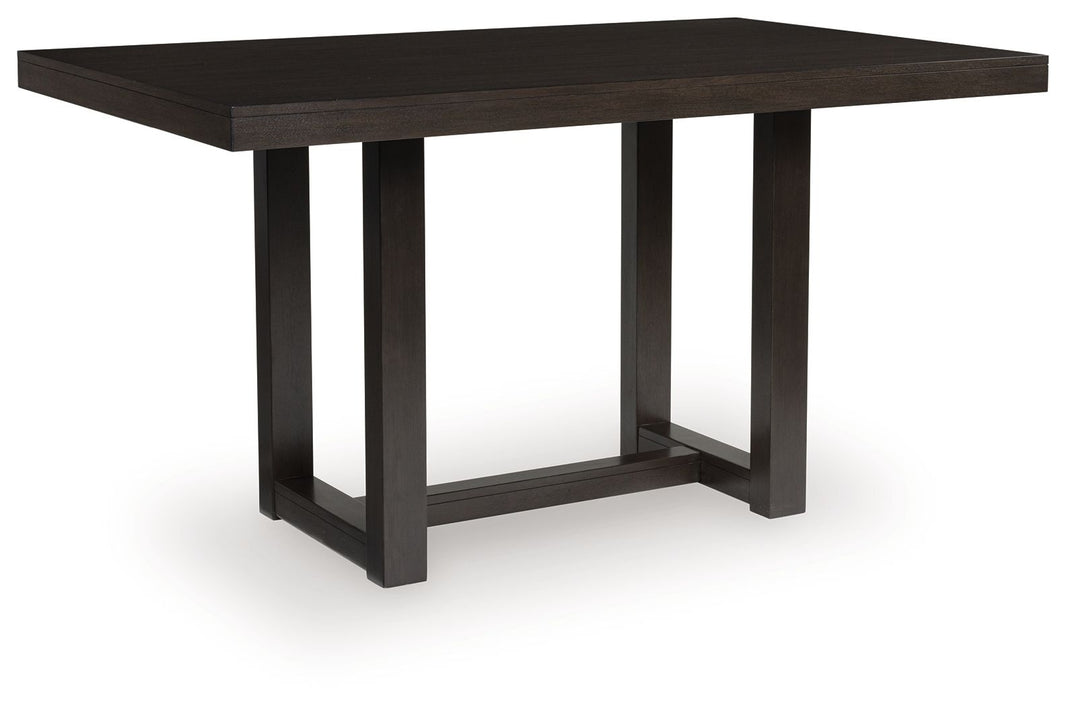 Neymorton - Rectangular Dining Room Counter Table - Dark Grayish Brown, product view with wood construction