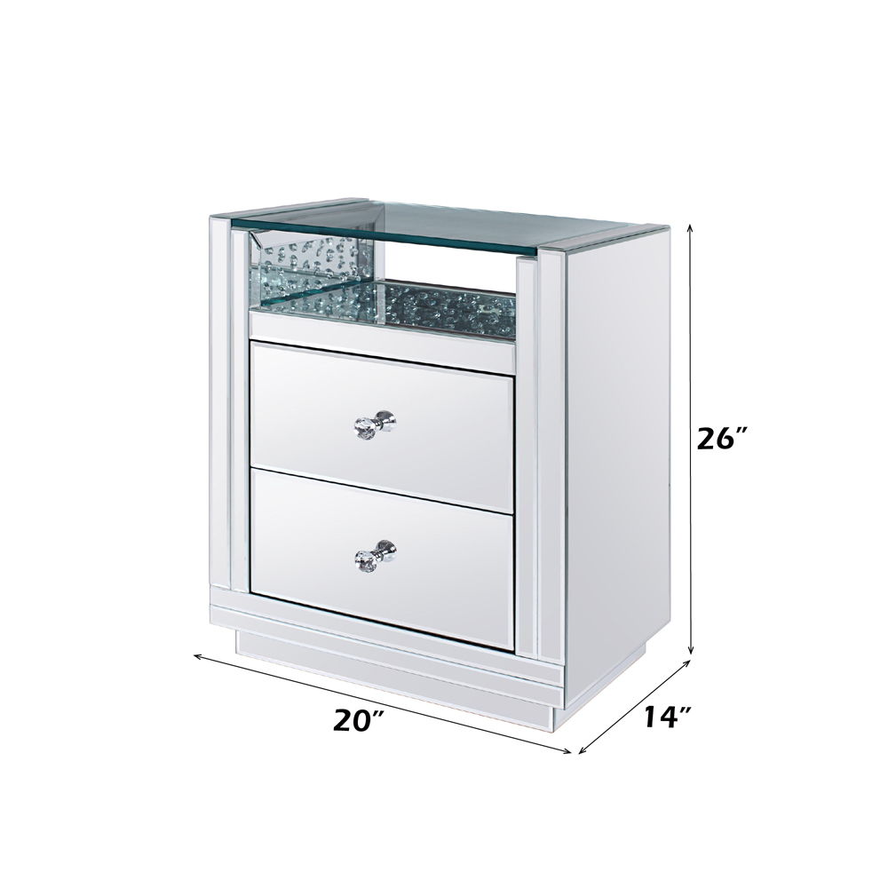 Nysa - 20" X 14" Accent Table - Mirrored & Faux Crystals, alternate view 6 with glass