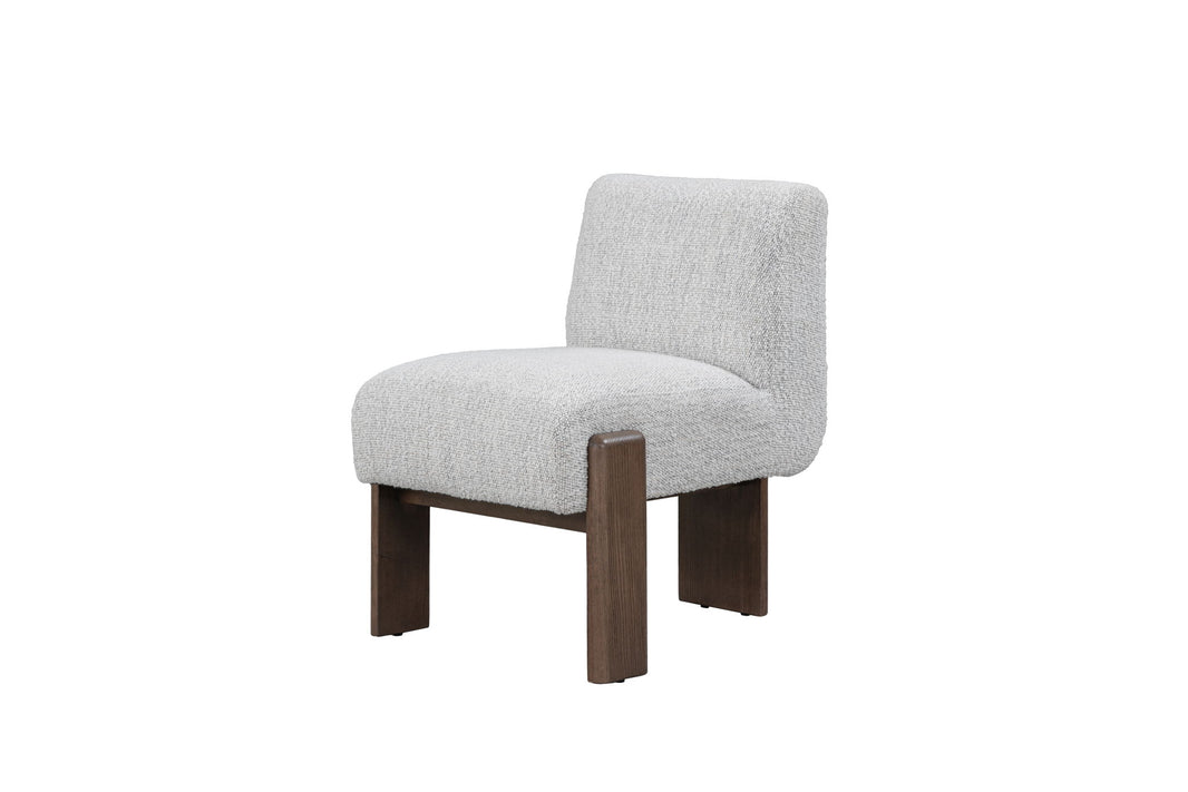 Chelsea - Upholstered Dining Chair - Pixel Ivory, product view with wood construction