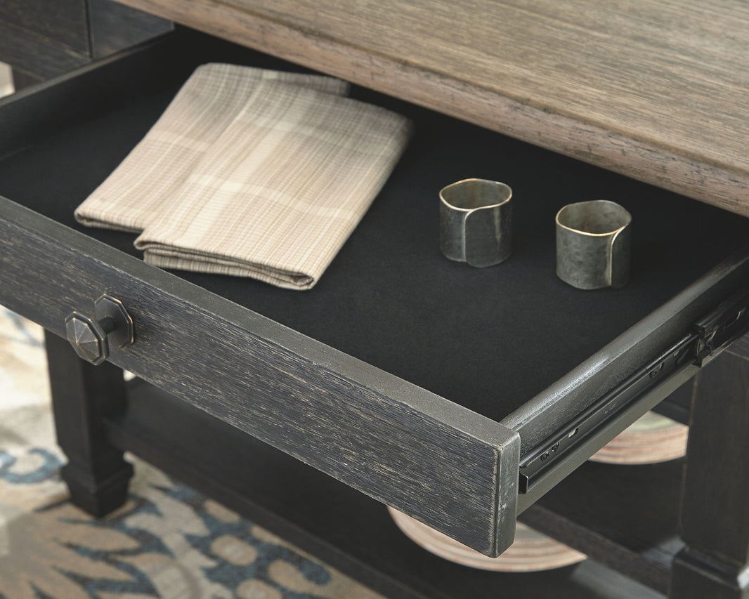Tyler Creek - Rectangular Dining Room Counter Table - Black / Gray, alternate view 2 with engineered wood