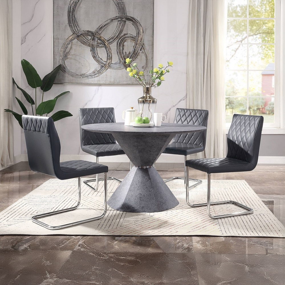 Ansonia - Side Chair (Set of 2) - Gray Synthetic Leather & Chrome, alternate view 3 with wood construction