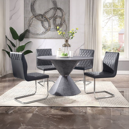 Ansonia - Side Chair (Set of 2) - Gray Synthetic Leather & Chrome, alternate view 3 with wood construction