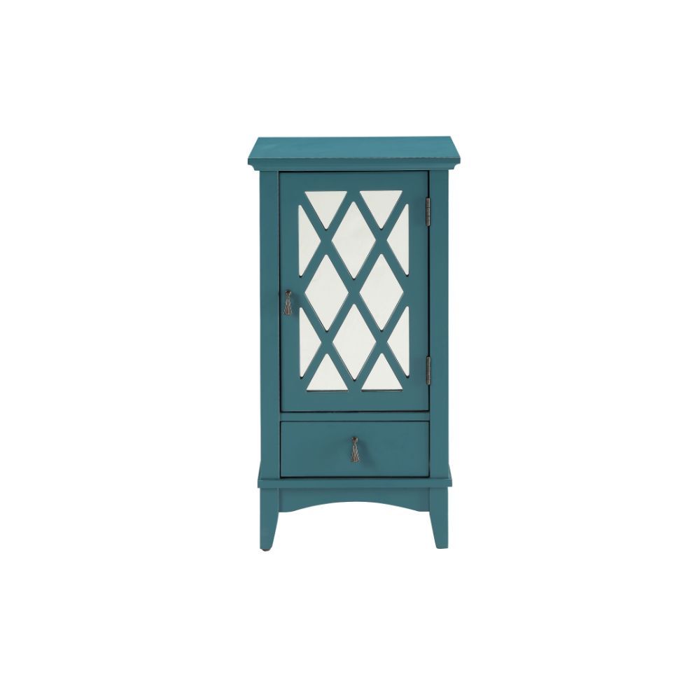 Ceara - Accent Table - Teal, alternate view 2 with wood construction