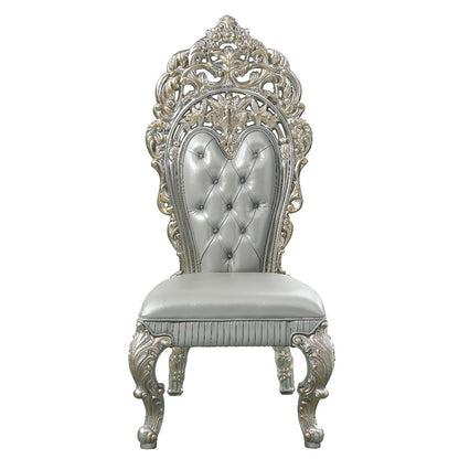 Sandoval - Side Chair (Set of 2) - Beige Synthetic Leather & Champagne
