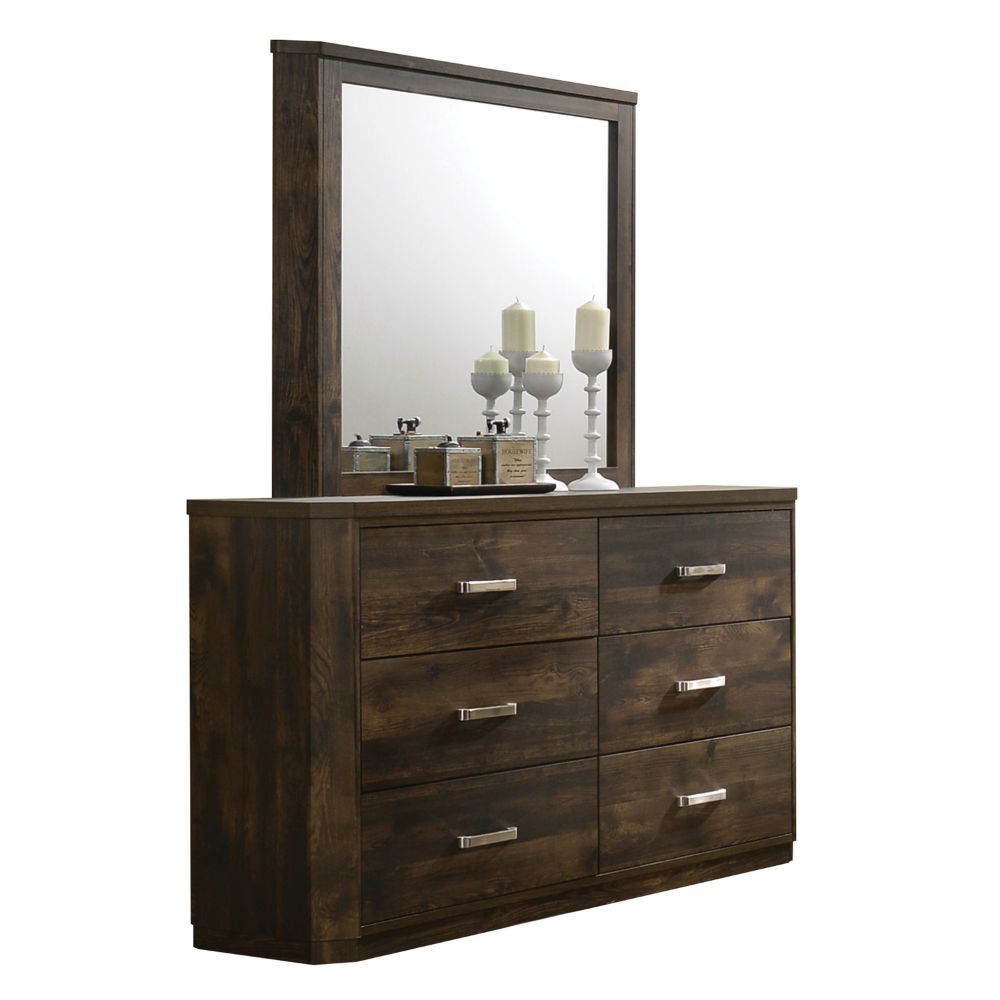 Elettra - Mirror - Rustic Walnut, product view with wood construction