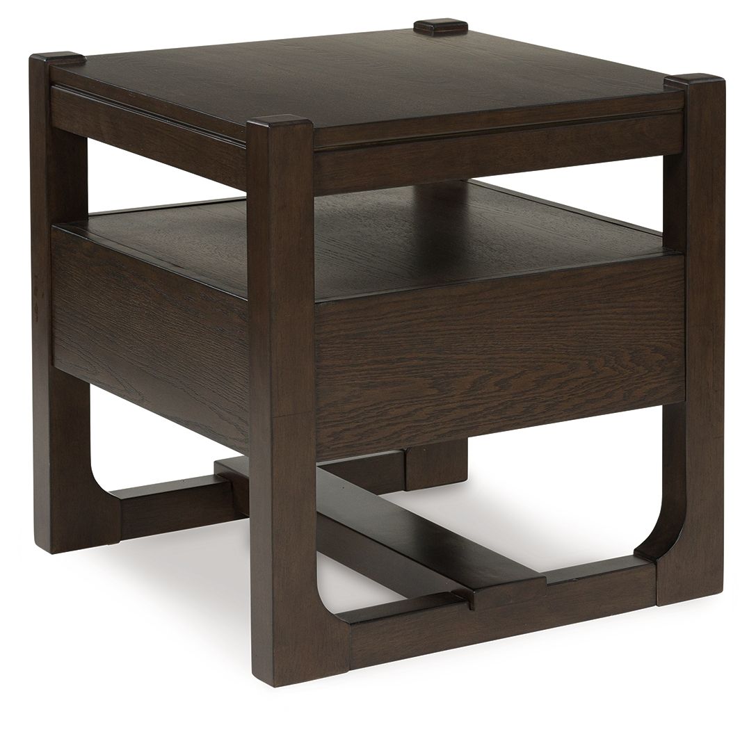 Breckington - Square End Table - Dark Brown, alternate view 3 with wood construction