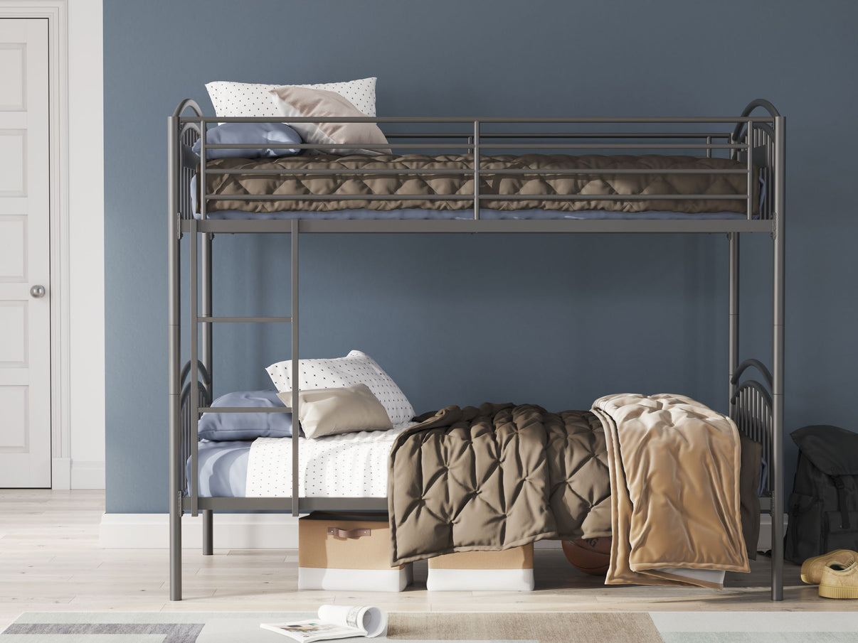 Lanceburg - Twin/Twin Bunk Bed With Ladder - Gray, alternate view 3