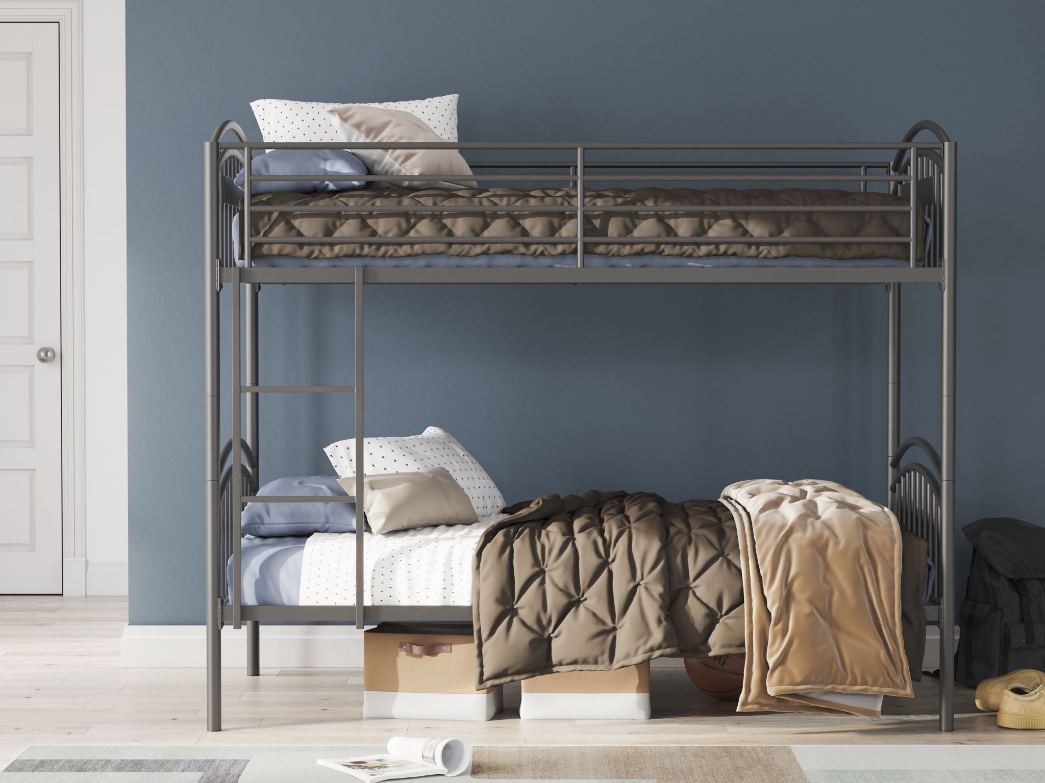 Lanceburg - Twin/Twin Bunk Bed With Ladder - Gray, alternate view 3