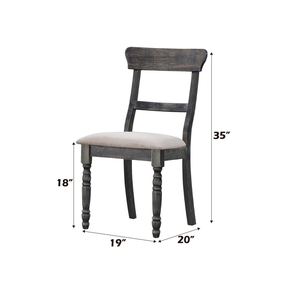 Leventis - Side Chair (Set of 2) - Light Brown Linen & Weathered Gray, alternate view 2 with wood construction