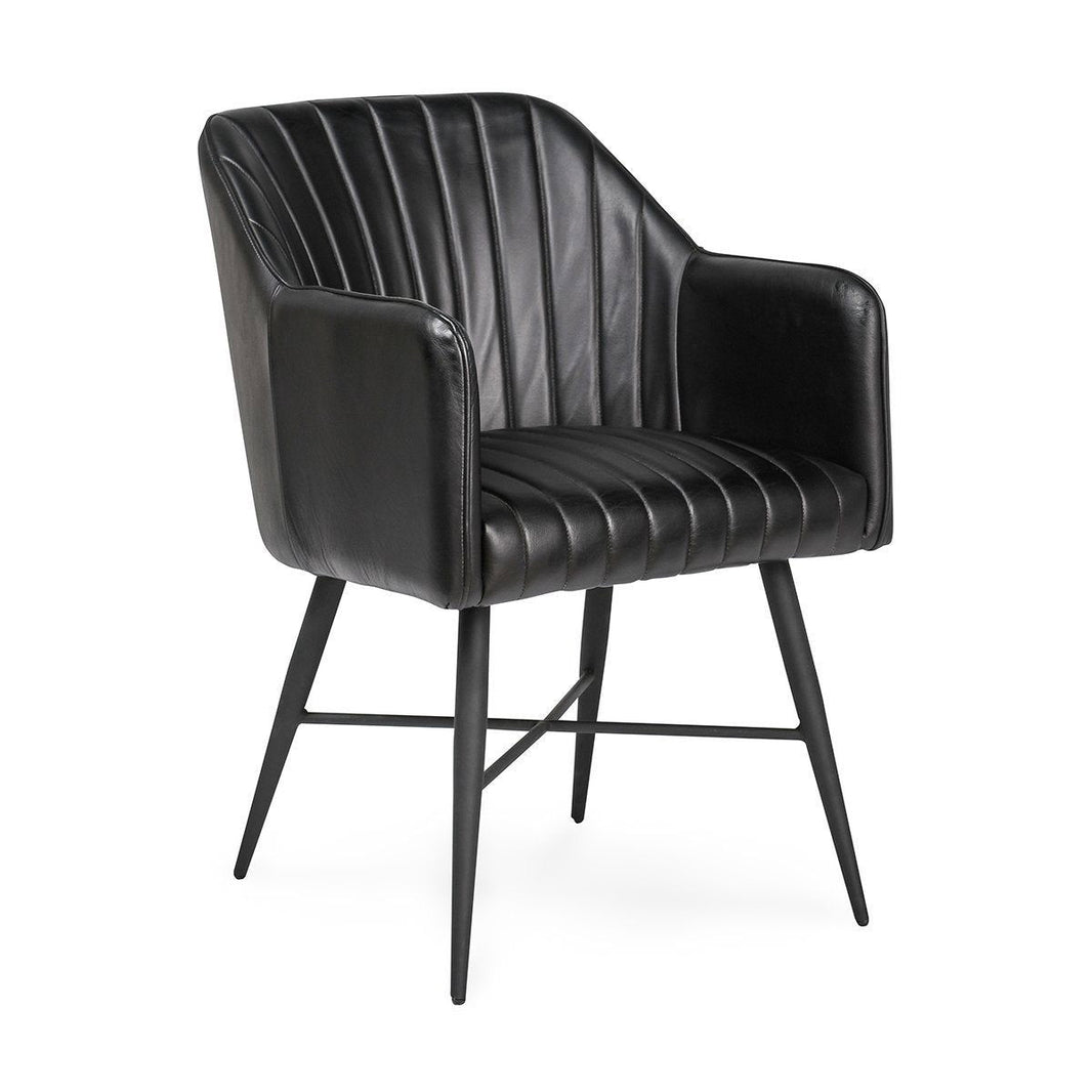 Leon - Leather Dining Chair - Midnight Raven, product view