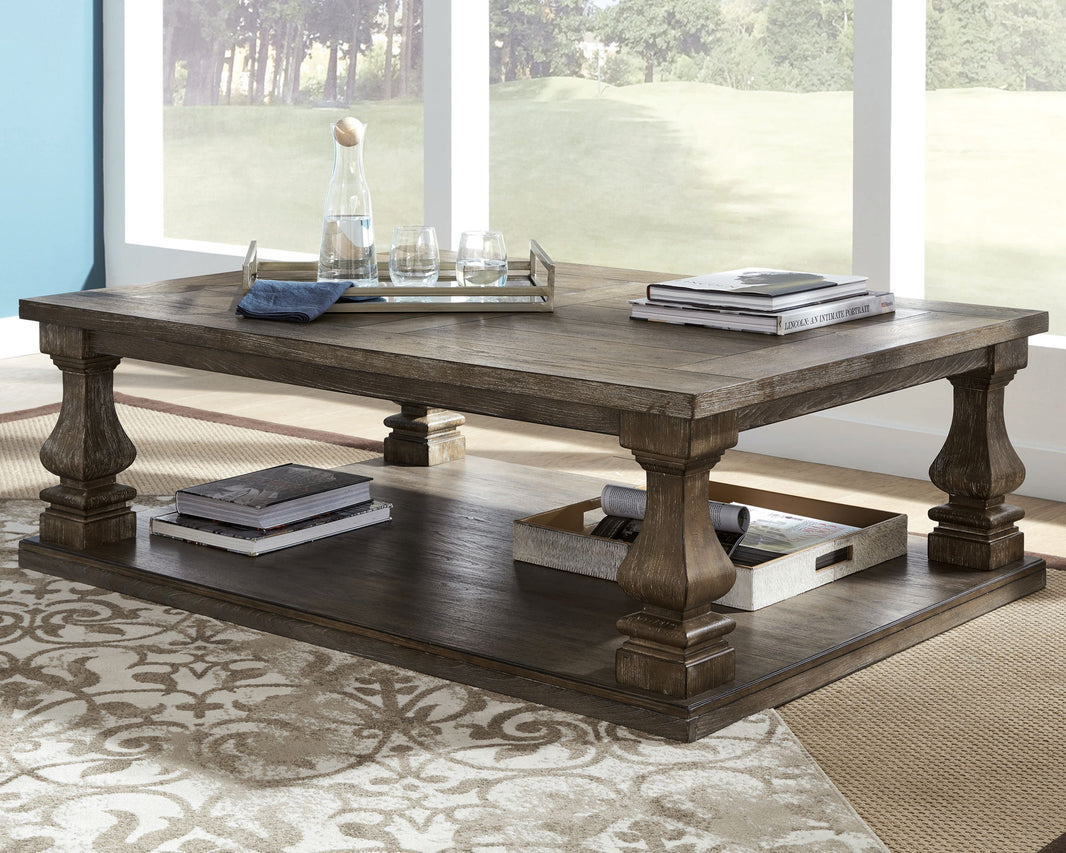 Johnelle - Rectangular Cocktail Table - Gray, alternate view 2 with engineered wood