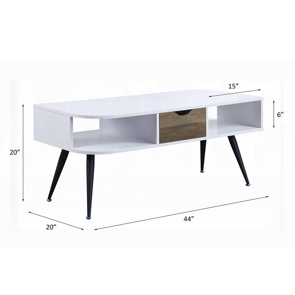 Halima - Coffee Table - White & Black, alternate view 2 with wood construction