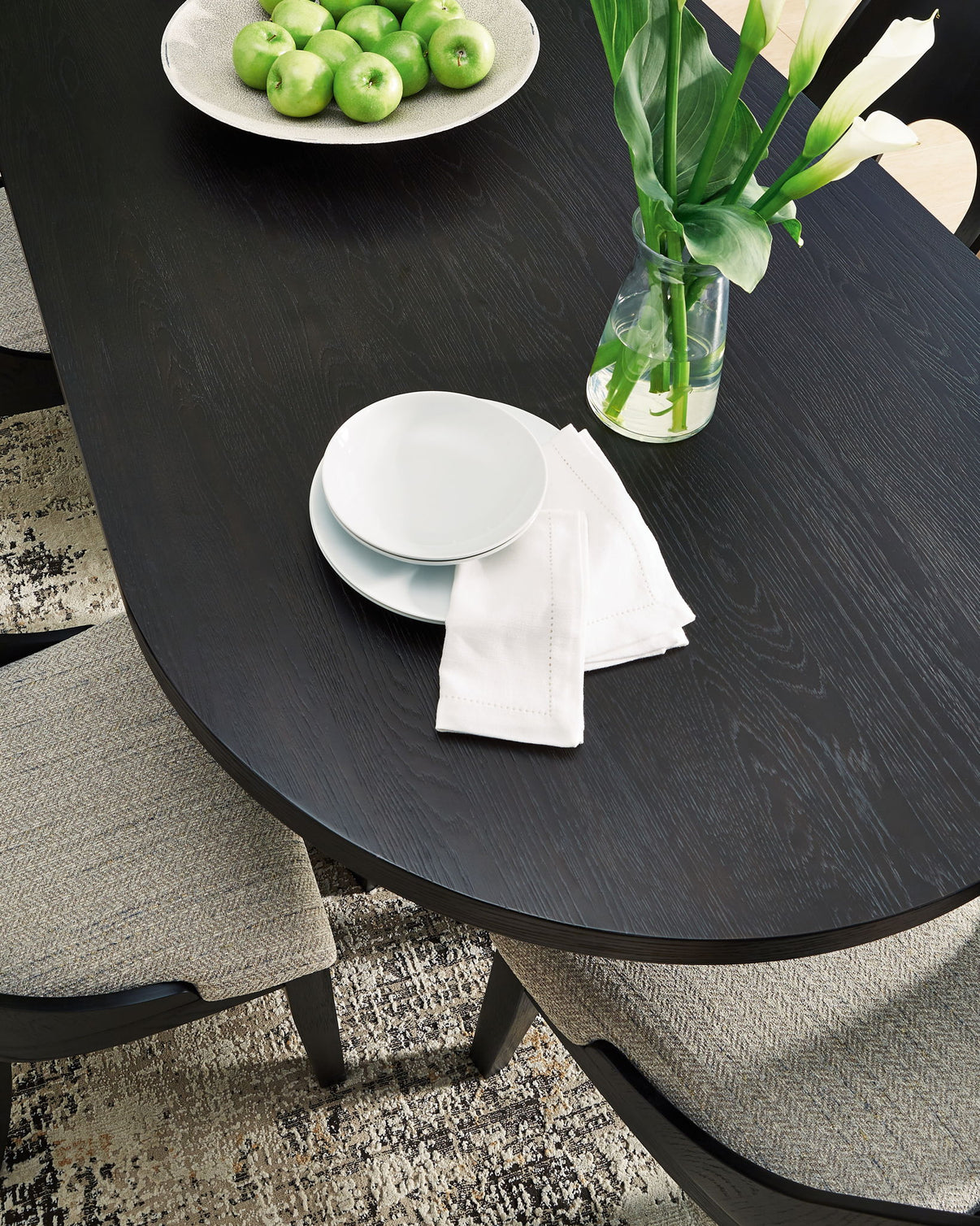 Rowanbeck - Oval Dining Room Table - Black, alternate view 3 with wood construction