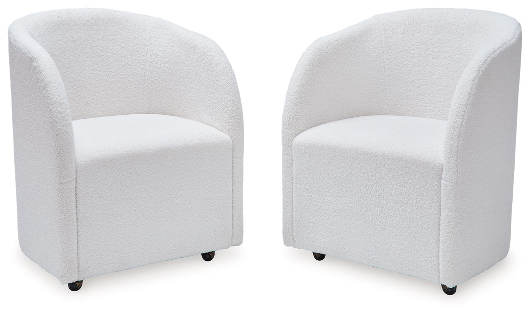Rowanbeck - Dining Upholstered Arm Chair (Set of 2) - Ivory, product view with polyester fabric